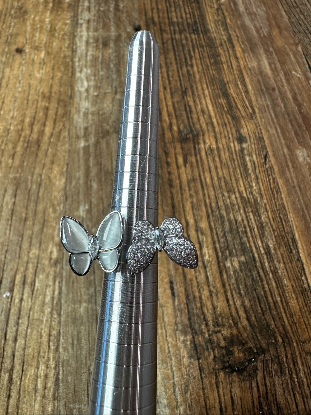 Silver Butterfly Double Ring - Women Accessories